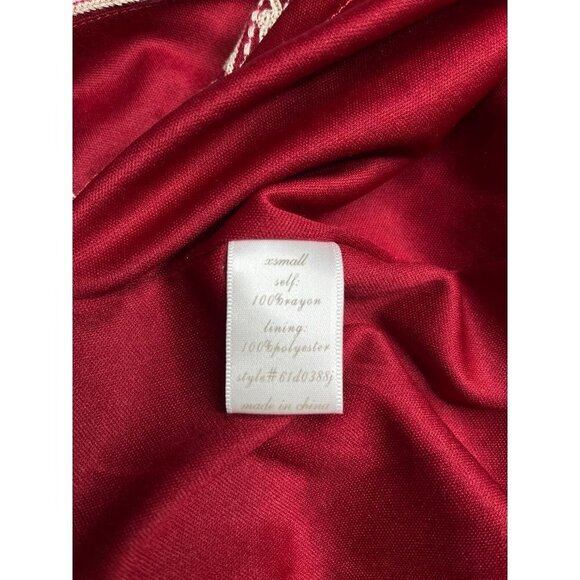 Alya Ladie's Red Embroidered Boho Mini Dress Half Sleeve Lined Size XS - Picture 11 of 11